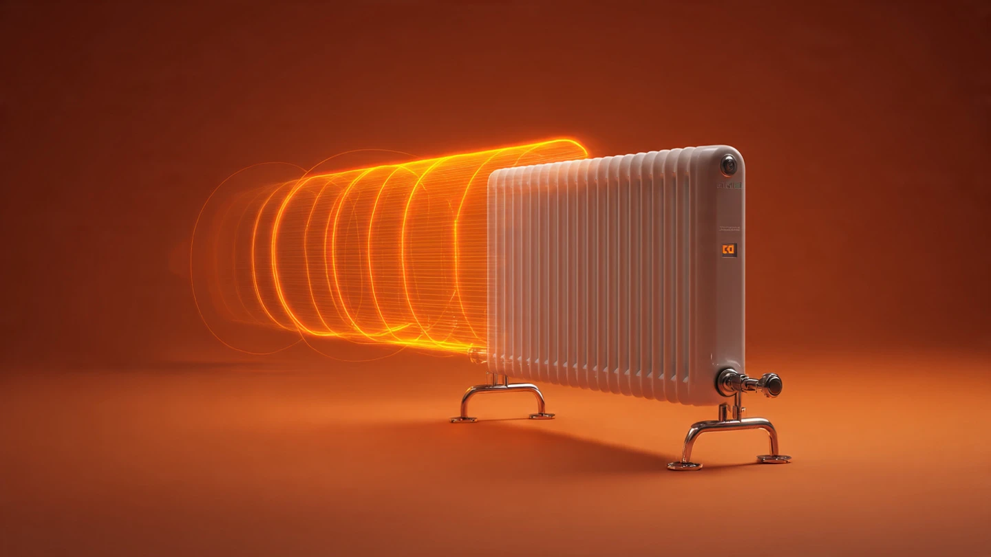 Persona revisando el bono térmico 2026 cómo solicitar en su tablet junto a un radiador moderno